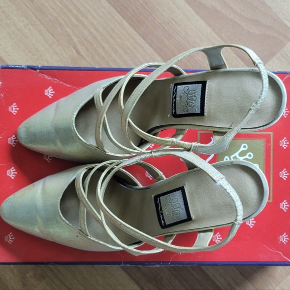 Gold Metallic Strappy Heels - Picture 2 of 3